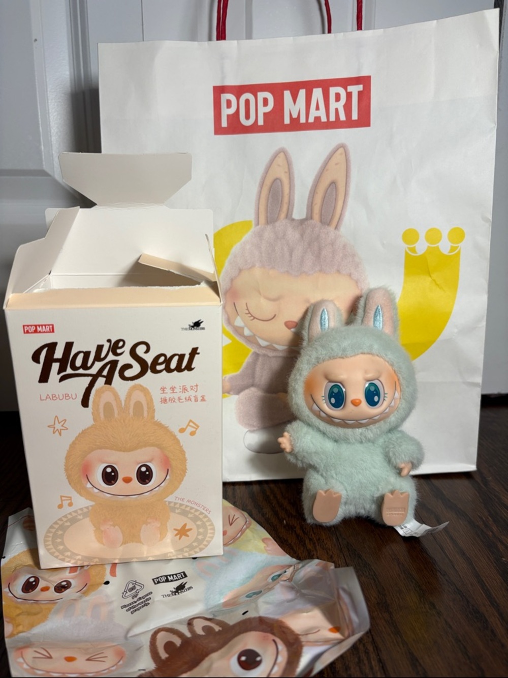 Pop Mart Labubu “Have A Seat” Plush Vinyl Figure in Mint Green (QuQu)